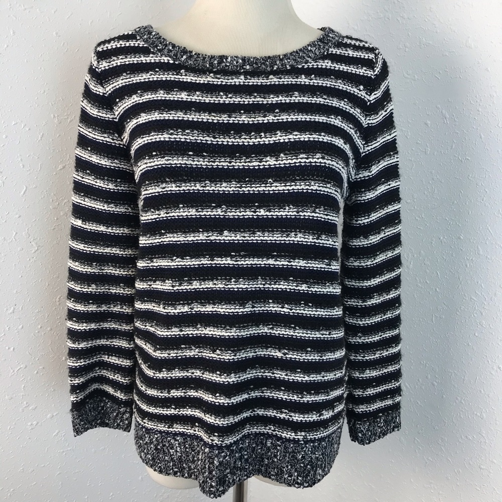 Loft Striped Pullover Crew Neck Blue and White Sweater Size S